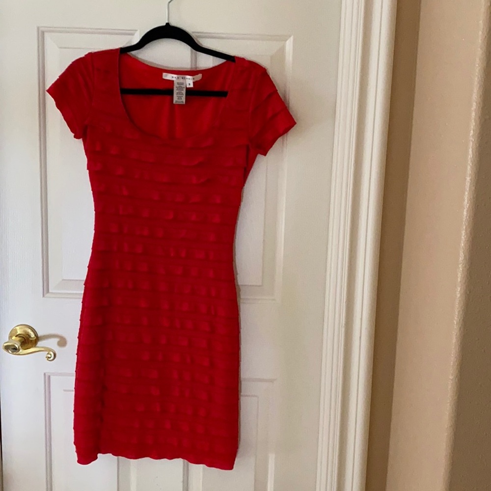 Max Studio S/S mini ruffle red dress size S